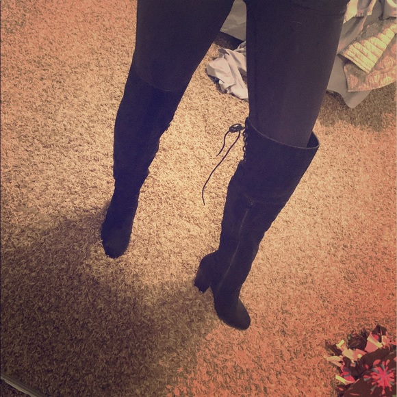 Chase + Chloe Shoes - Black over the knee high heeled boots